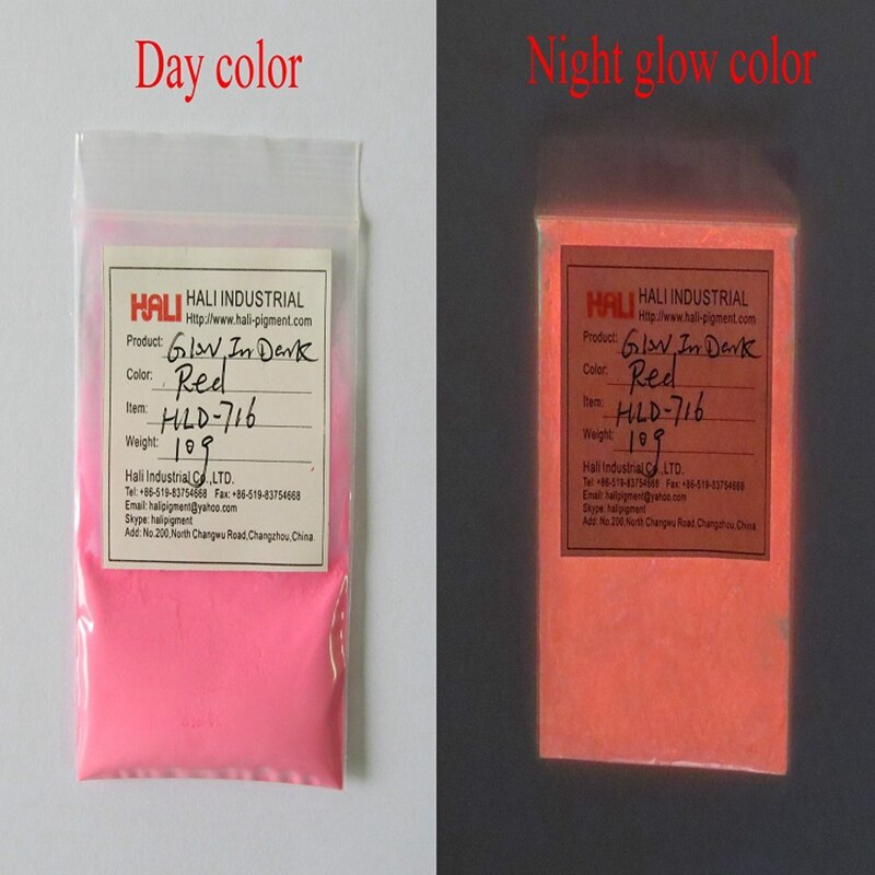 Glow in dark poeder, fotoluminescerend poeder, luminescerend poeder , 1 partijen = 10 kleuren ,10 gram per kleur.