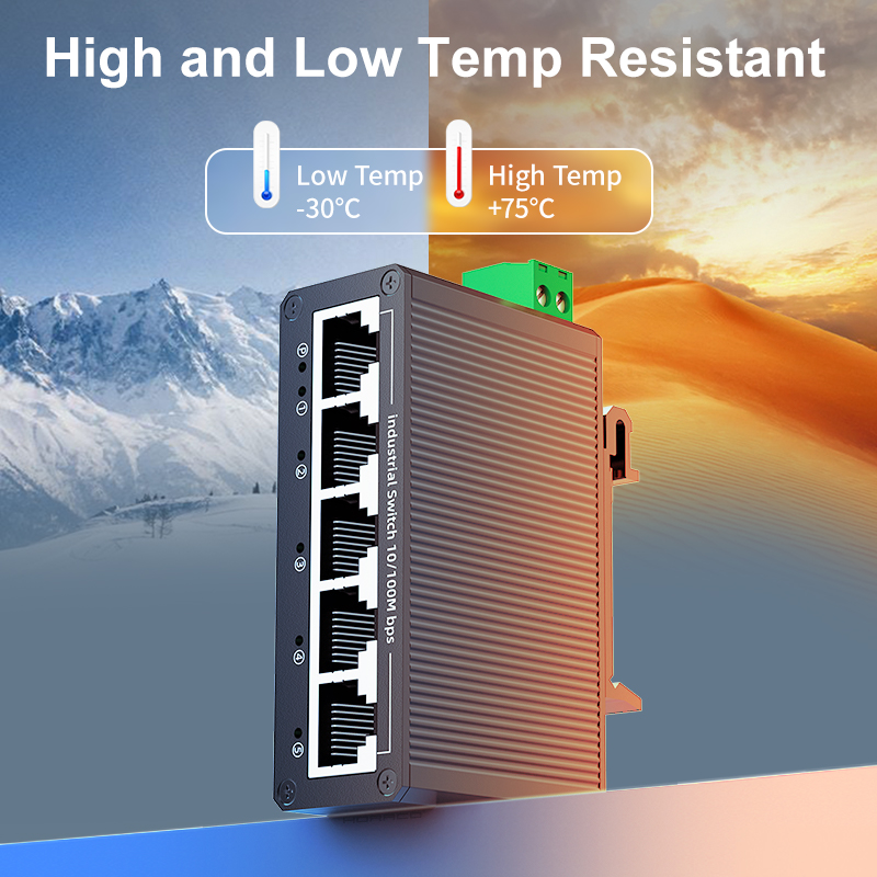 Switch industriale goodtop a 5 porte e 100 mbps, 10/100m switch di rete ethernet industriale, montaggio su guida din, plug and play