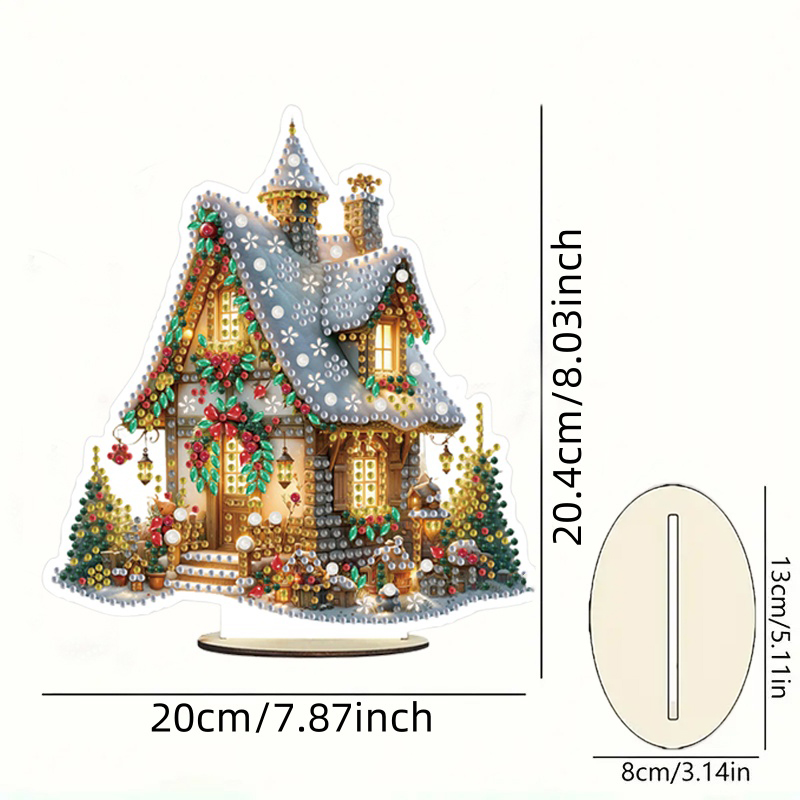 1pc/set DIY Diamond Art Christmas Table Ornaments One Side Wood Crystal Rhinestone Diamond Painting Christmas Decoration: Yellow