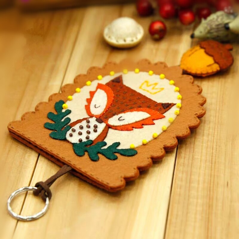 Key Chain Fox Felt Toy Craft Sets Felt Fabric Handmade Non-woven Felt Ornaments Unfinished DIY Felt Keychain Pendant Craft Kits