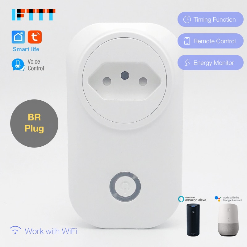 Wifi smart brazil plugg strømmonitor 16a br smart stikkontakt trådløst uttak stemmekontroll arbeid med alexa google home