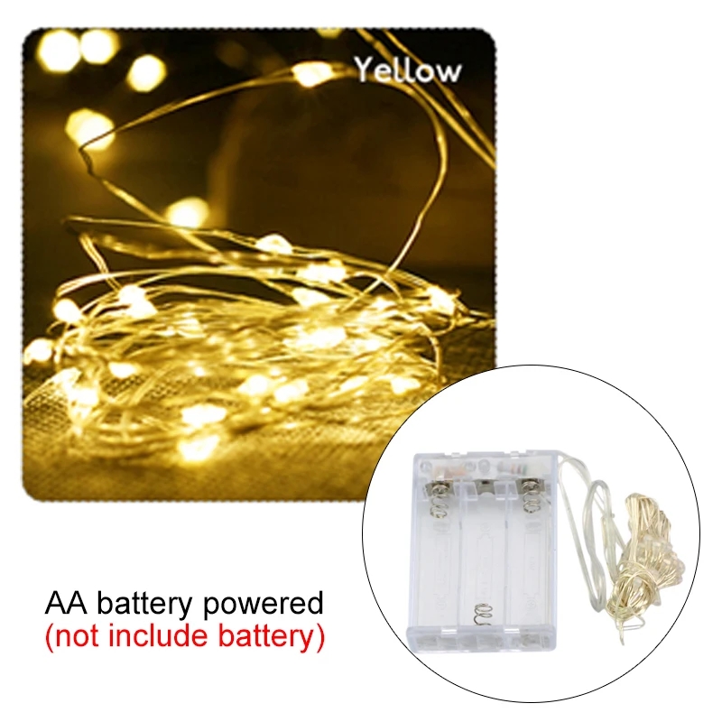 10M 5M 3M 2M Kupferdraht LED Lametta Girlande Batteriebetriebene Fee LED Lichterketten für Weihnachten Hochzeit Party Dekor: green / 650W