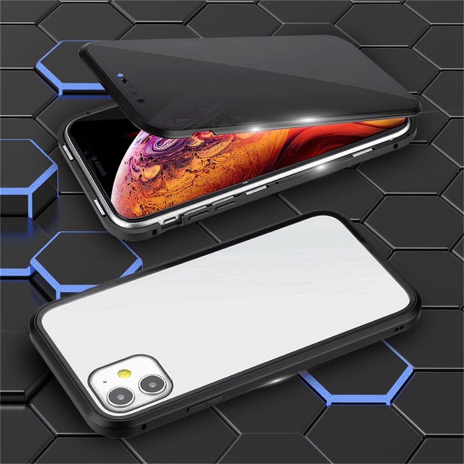 Iphone Case Telefoon Bescherming Anti-Fall 360 ° Magnetische Adsorptie Anti-Zie Privacy Dubbele Case Cover Voor Iphone 12 Mini
