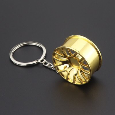 Llanta de rueda, cadena de llaves , gran , llavero de metal, llavero de coche, llavero de cubo de rueda,: Dorado
