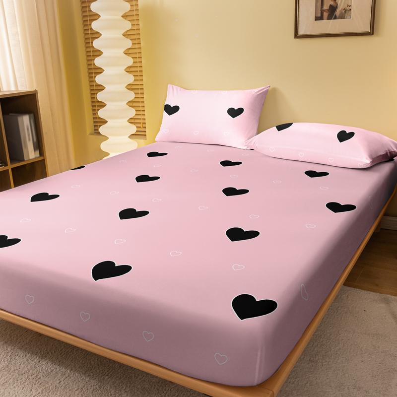 1 Simple modern Heart-Shaped geometry printed matte Fitted Sheet, bedroom printed bed cover, bedding (excluding pillowcases): 180x220cm