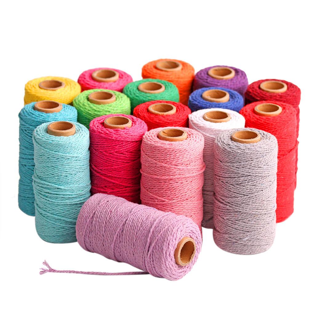 100M Lange/100Yard Pure Katoen Twisted Cord Touw Ambachten Macrame Artisan String 20 Kleuren Kan Worden Gekozen