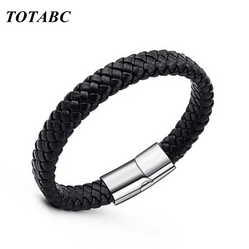 Totoabc mäns läder vävt armband par armband dam läder smycken handgjorda rep wrap armband herrsmycken: 10