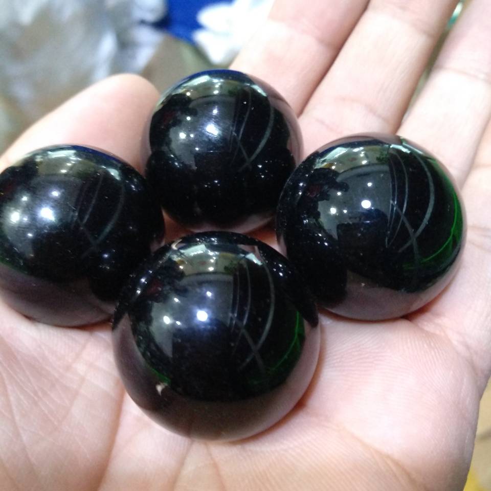 3cm Black OBSIDIAN Sphere - Natural Obsidian Crystal Ball 4pcs