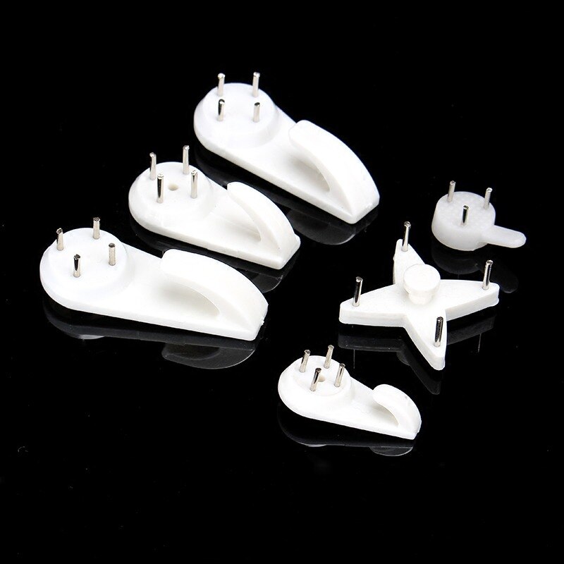 5 types White Plastic Invisible Wall Mount Photo Picture Frame Nail Hook Hanger Easy To Fix Without Trace