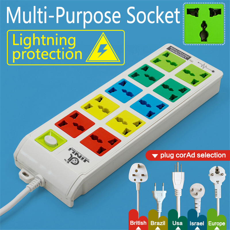 Multi purpose socket AU EU US Standard 10 Outlet Power Strip with 3m extension cable