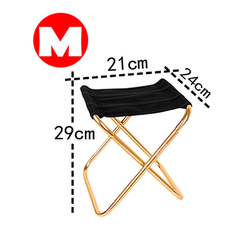 Sammenklappelig campingstol fiskestol bærbar picnicstol foldbar aluminium udendørs stol let at bære fisketilbehør: Guld-m
