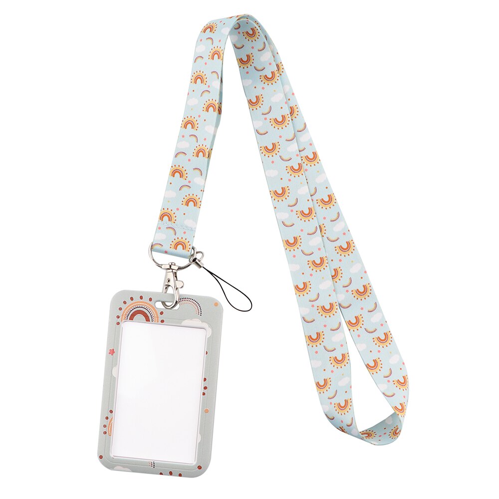 JF1397 Rainbow Lanyards ID Card Badge Holder Keychain Colorful Printing Neck Straps Keychain Cellphone Rope Teacher