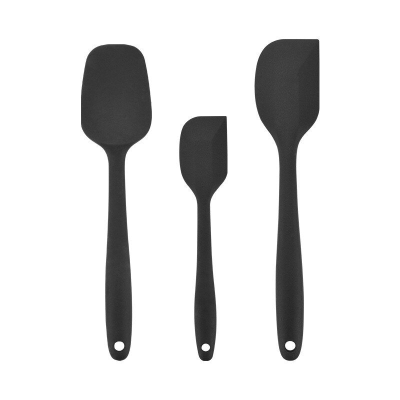 Baking Utensils Food Grade Three-Piece Silicon Scraper Baking Suit Salad Mixing Large Small Number Scraper: Black