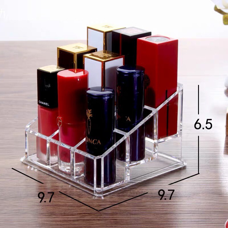 Soporte de almacenamiento de maquillaje acrílico de múltiples rejillas organizador de maquillaje caja de almacenamiento taladro polaco lápiz labial uña caja para cosméticos y joyería titular