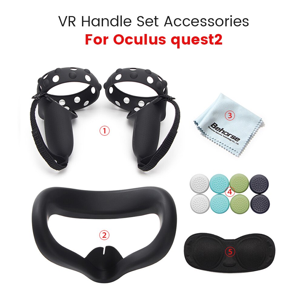 Juego de funda protectora para Oculus Quest 2 VR, carcasa para controlador táctil, con correa y agarre para Oculus Quest 2, accesorios