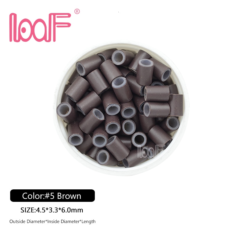 Loof 500 stk 4.5*3.3*6.0 silikone foret kobberrør mikrolinks loop ringe hårperler til menneskehår extensions værktøjer