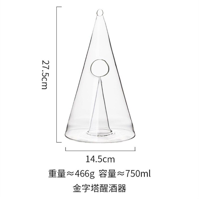 Carafe à Vin Rouge en Forme de Pyramide, Pichet Verseur Cascade à Respiration Rapide avec Séparateur pour Bouteille de Brandy, de Sherry ou de Champagne: L