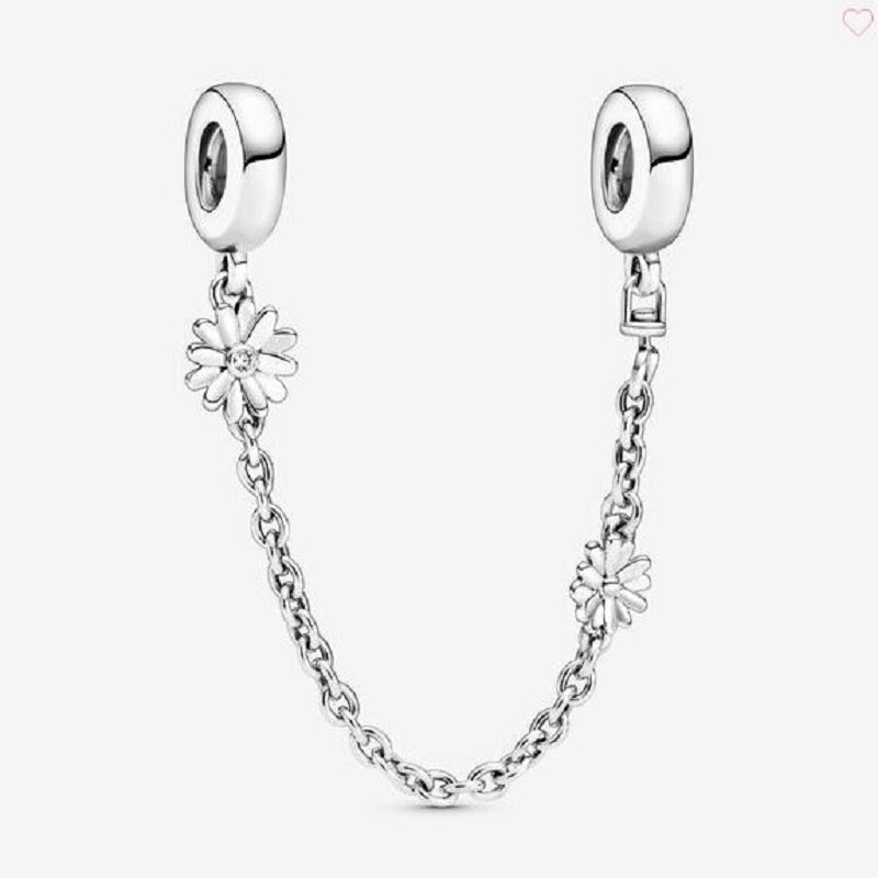 925 Sterling Silver Safety Chain Charm Bead Fit Original 3mm Bracelets Dangle DIY Jewelry Making CMS2036