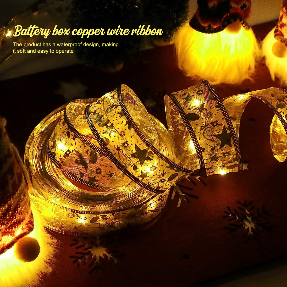 Guirnaldas de luces LED, cinta de luces DIY con lazos de encaje, cadena de luces para árbol de Navidad, dormitorio, boda, de Año , luces decorativas