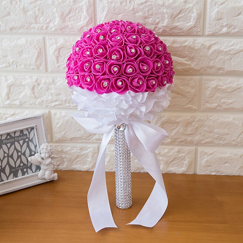 Bouquet de fleurs en mousse pour mariage 6 couleurs, romantique pour demoiselle d'honneur demoiselle d'honneur, strass en cristal, décoration de mariage