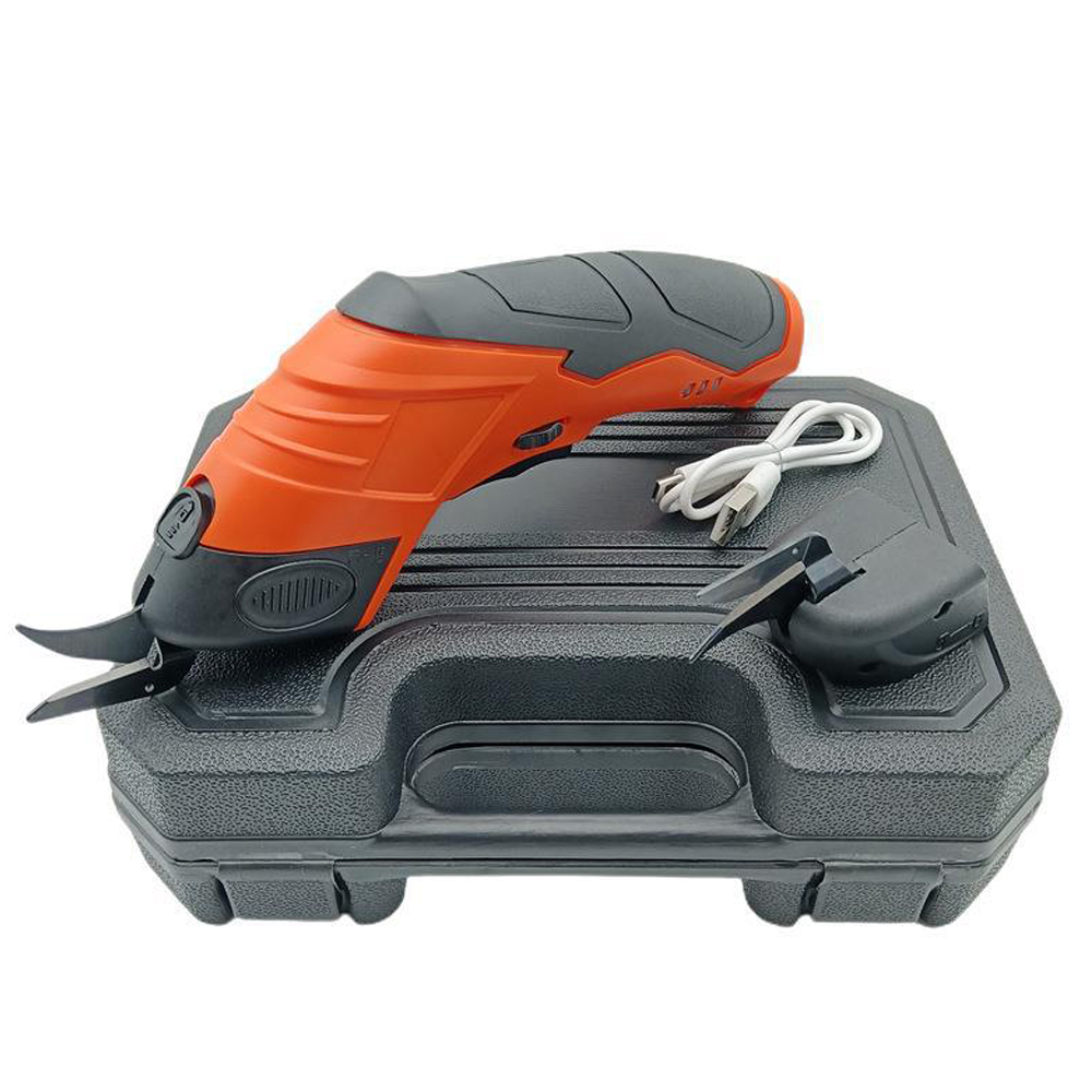 Ciseaux électriques portables, coupe-tissu, Machine de découpe de tissu Portable, carton, tapis en cuir, plastique, tondeuse électrique: Orange/noir
