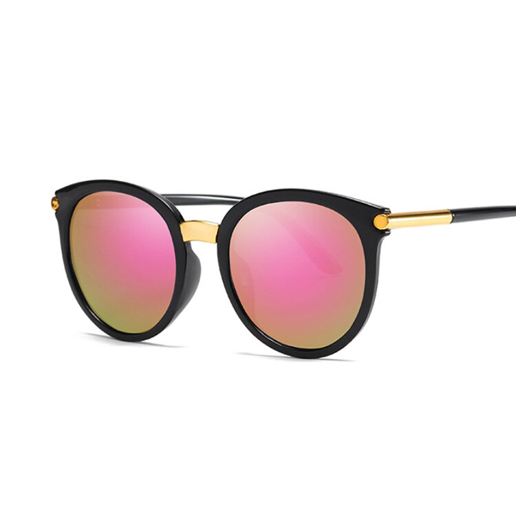 Sexede cat eye-solbriller damemærke spejl solbriller kvindelige runde linseskærme til damer briller  uv400: Lyserød