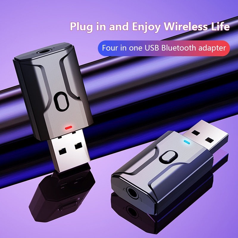 USB Bluetooth Wireless Audio Adapter Bluetooth 5.0 Transmitter Receiver Mic Sound Card For PC Laptop Audio Adapter