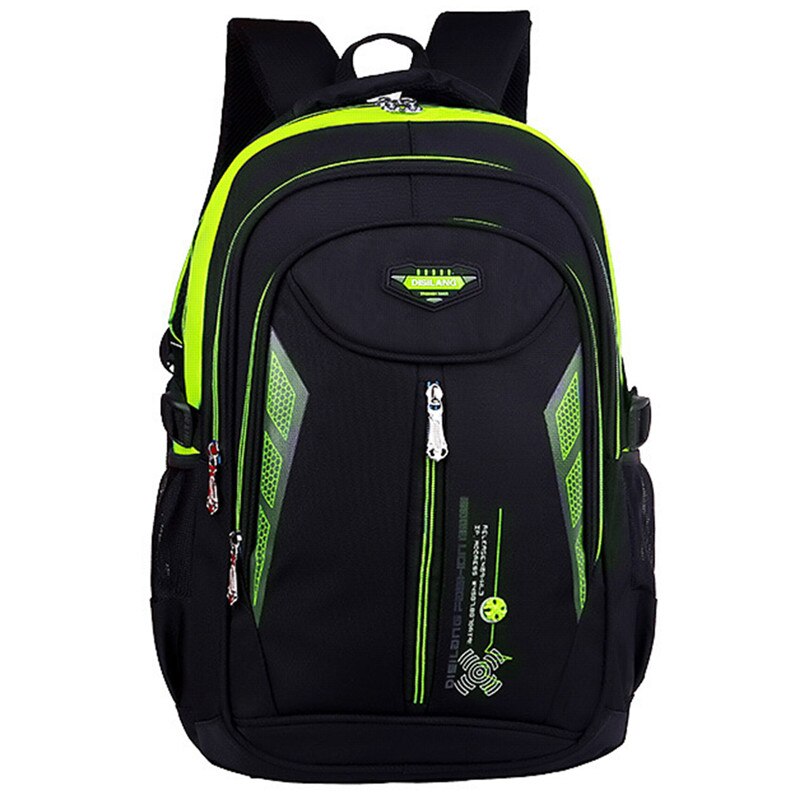 Sacs d&#39;école étanches pour enfants, sacs d&#39;école de grande capacité pour garçons et filles, Mochila,: black-green