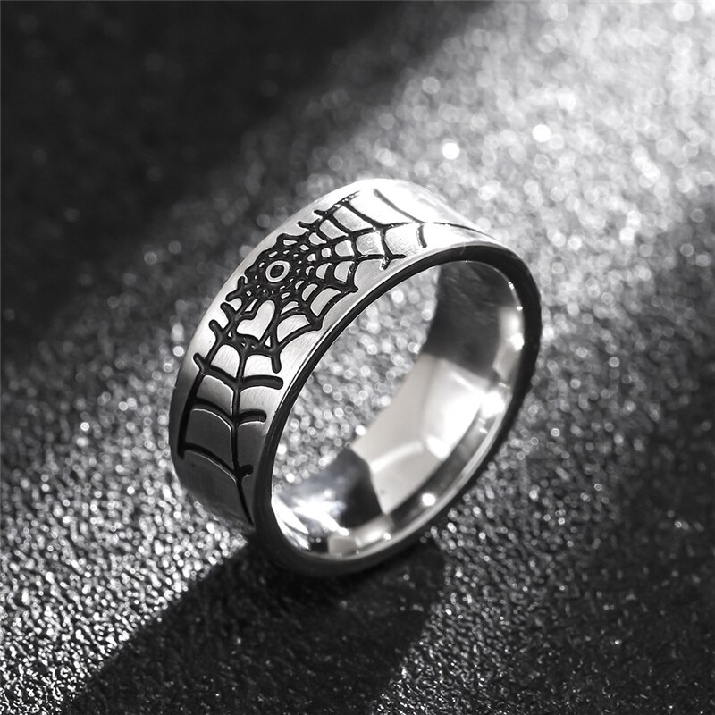 Simple Titanium Steel Spider Web Ring For Women Men Silver Color Finger Rings Fine Jewelry Accessories