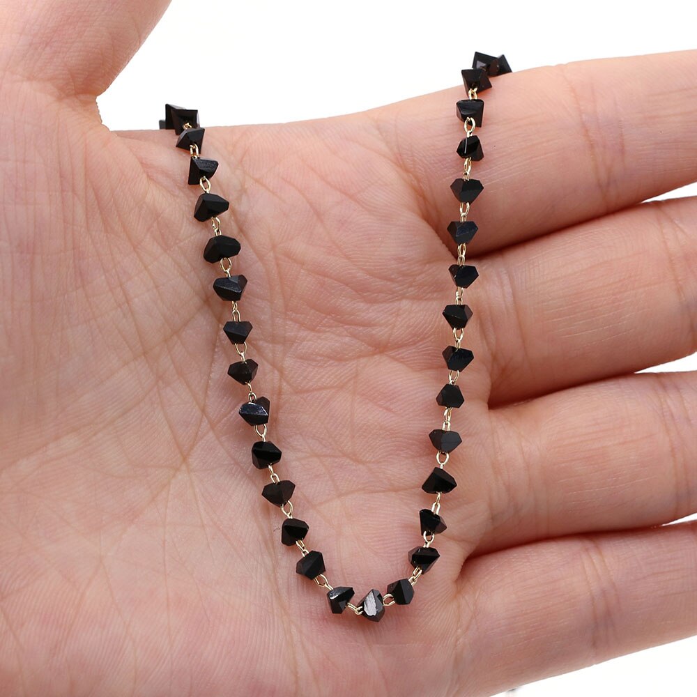 1 metro fio de ouro feito à mão envolvido rosário corrente contas de pedra correntes para fazer jóias diy colar pulseira tornozeleira acessórios