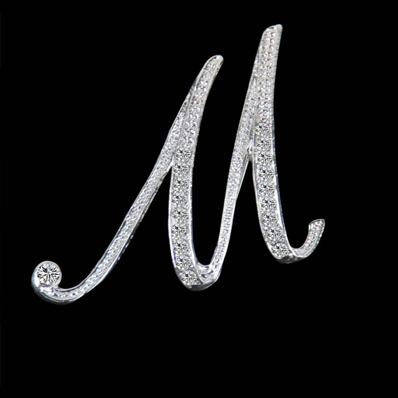 Rhinestone Crystal Broches Beginletter Broche A-S revers Spelden en Broches Clip Naam Sieraden Voor Vrouwen Mannen Wedding