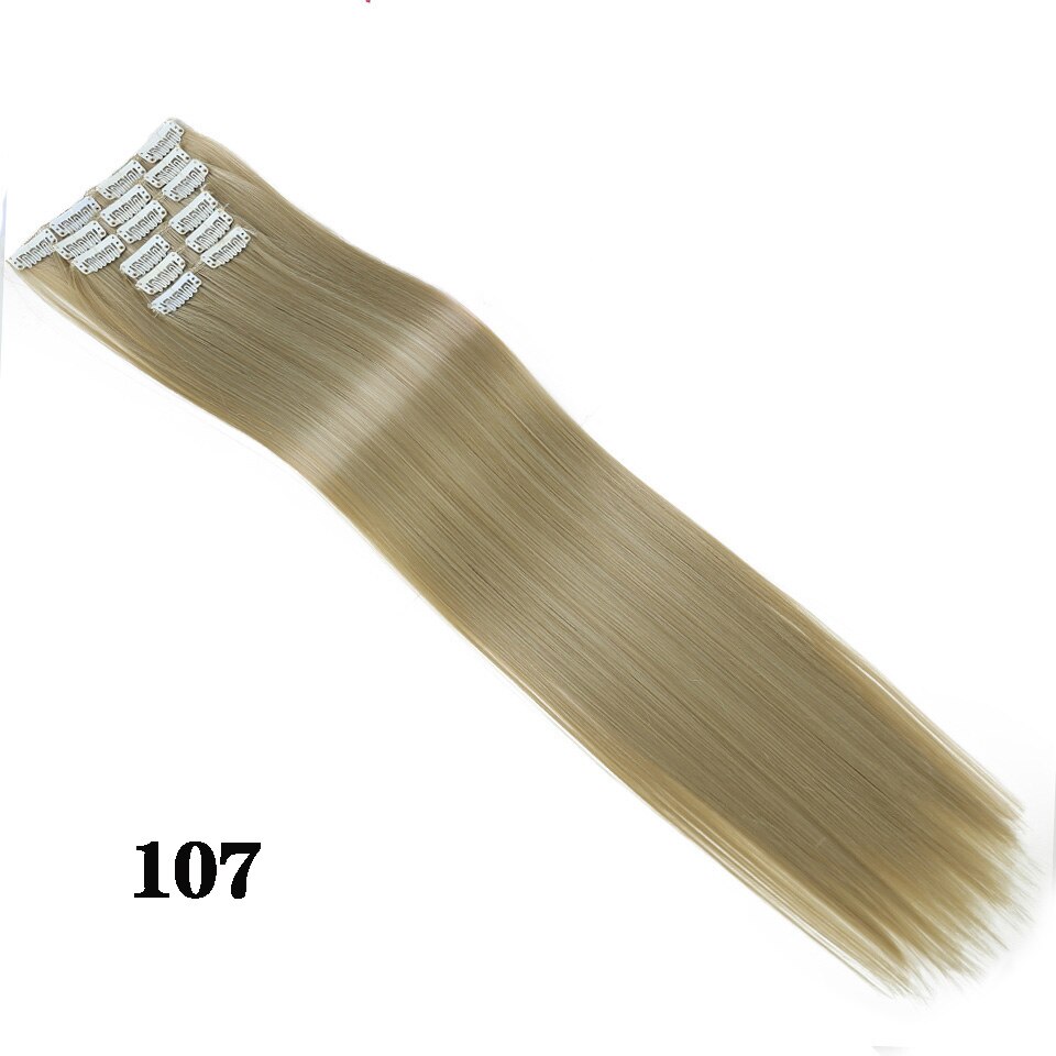 Houyan 6Pcs Pruik 16 Clips Hoge Temperatuur Vezel Lange Rechte Vrouwelijke Synthetisch Haar Uitbreiding Clip: 107
