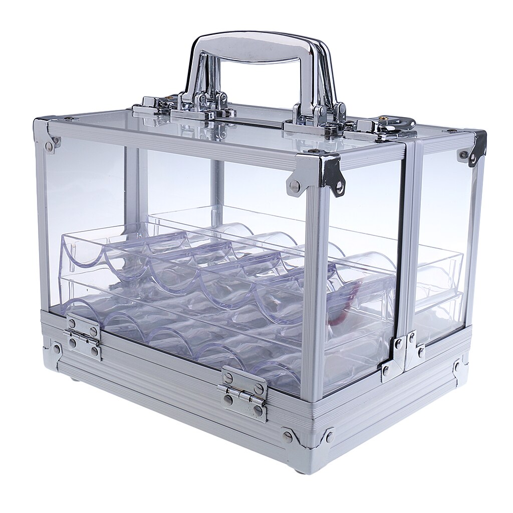 600pc Transparent vide acrylique transporteur Poker puce boîte de rangement boîte avec 6