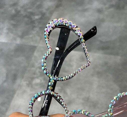 Vintage hjerte solbriller kvinner luksus rhinestone dekorasjon cat eye solbriller menn briller oculos klare briller