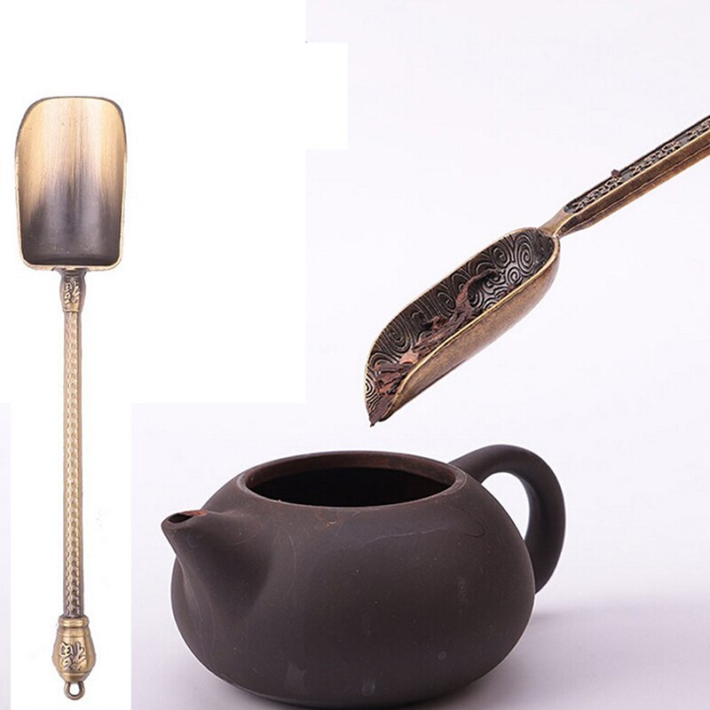 Kinesiske teskeer kobber te ske ske teblade vælger holder kinesisk kongfu te værktøj tilbehør