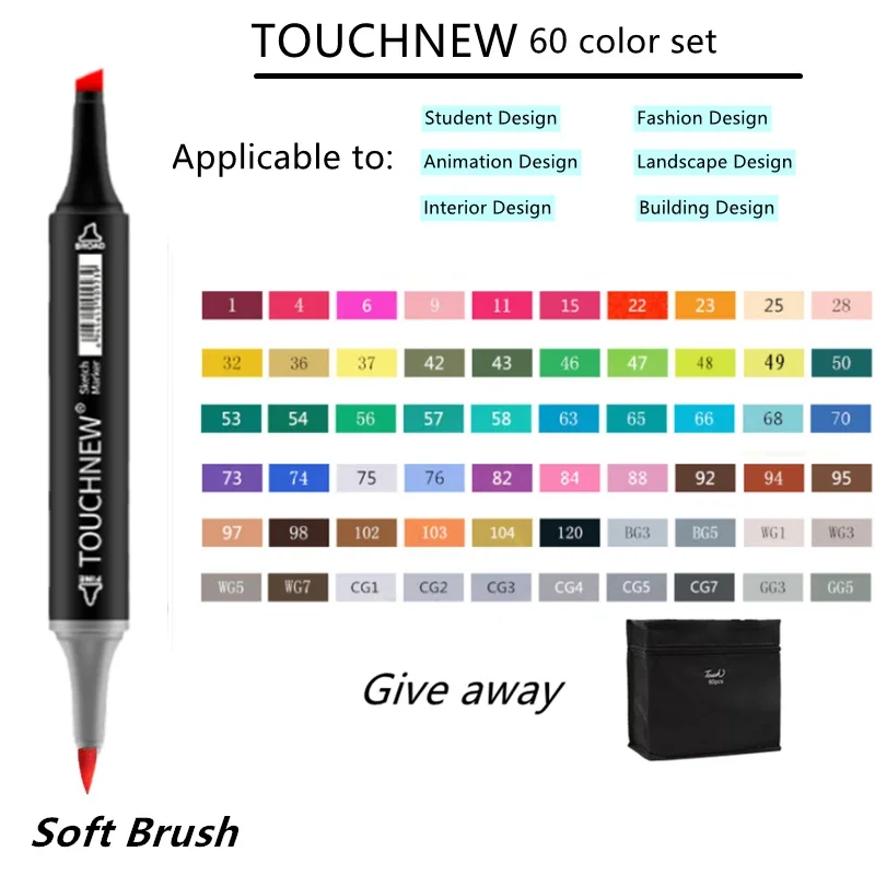 TOUCHNEW Sketching markers Soft brush Marker pen set brush marker alcohol-based marker comic drawing animation art supplies: Navy Blue