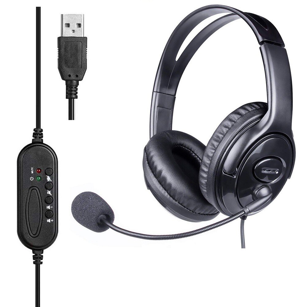 USB Headset With Microphone Noise Reduction Function PC Headset Lightweight Wired Headset Suitable For PC/Laptop/School/Child: Default Title