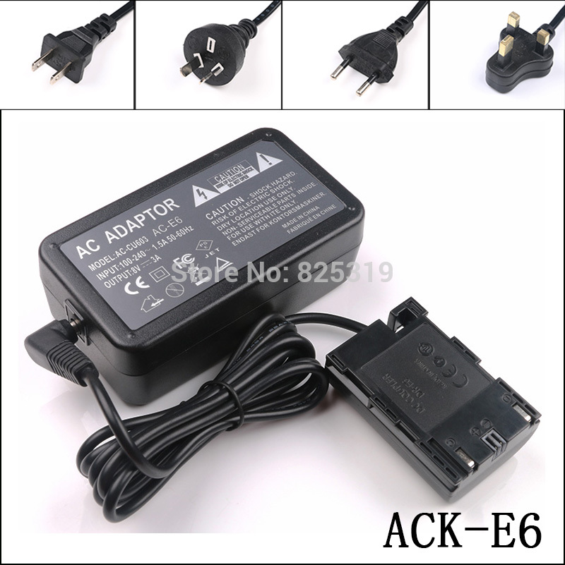ACK-E6 + DR-E6 ACKE6 ACK E6 AC Power Adapter Kit voor Canon Digital SLR Camera EOS 5D 5D Mark II III 5D2 5D3 6D 6D (N) 6D (WG)
