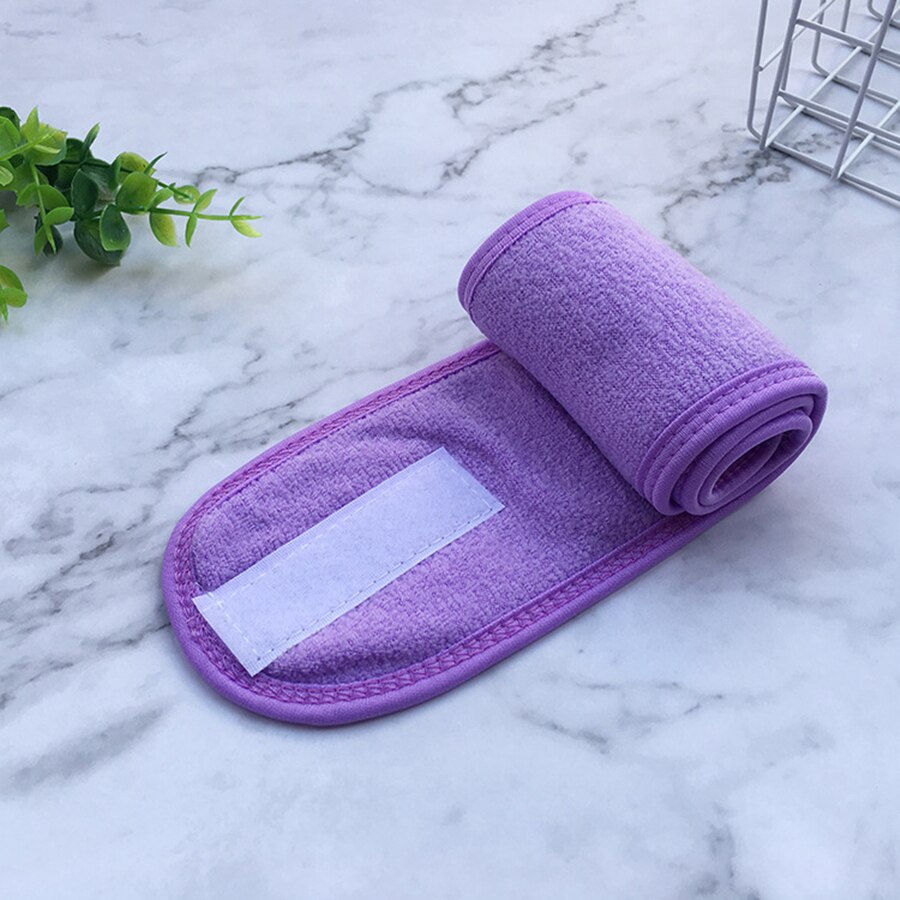 Spa pandebånd justerbart bredt hårbånd yoga sved hårbånd wrap til kvinder dame pandebånd makeup remover tilbehør: Lilla