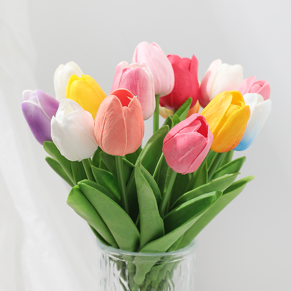 5/10 pçs tulipa flores artificial buquê de tulipa pe espuma flor falsa para cerimônia de casamento decoração casa jardim buquê decoração: L / Prateado