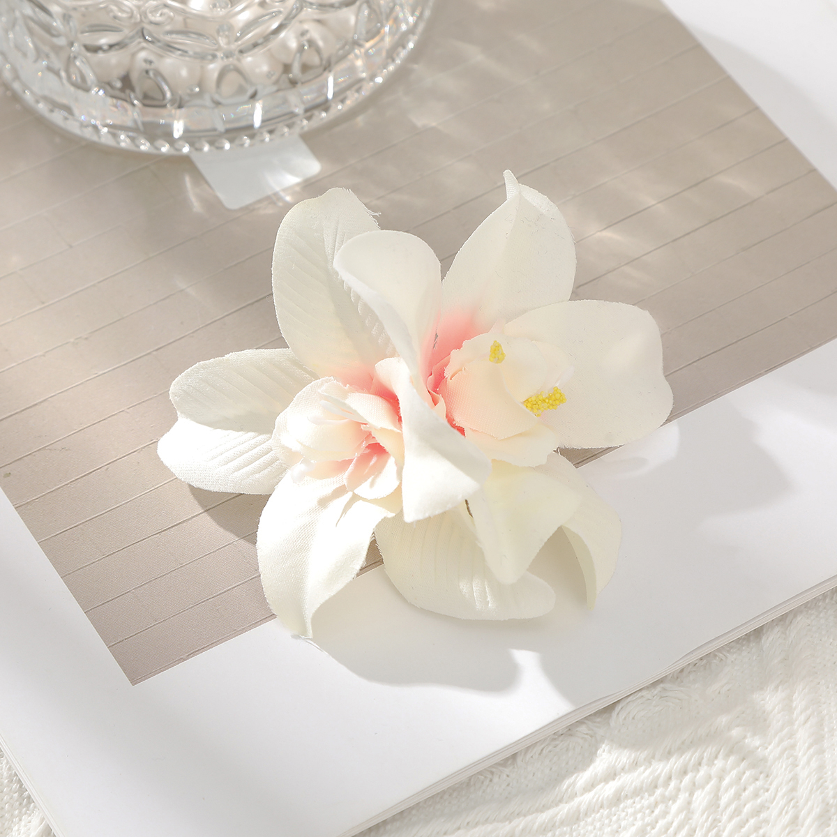 AWAYTR-horquilla de flores de Cattleya, horquillas florales artificiales, tocados de San Valentín, accesorios para el cabello para niña, para el día de la madre: Azul cielo