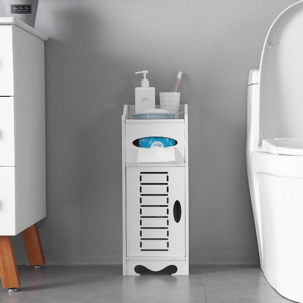 Waterproof Single Door Bathroom Cabinet White