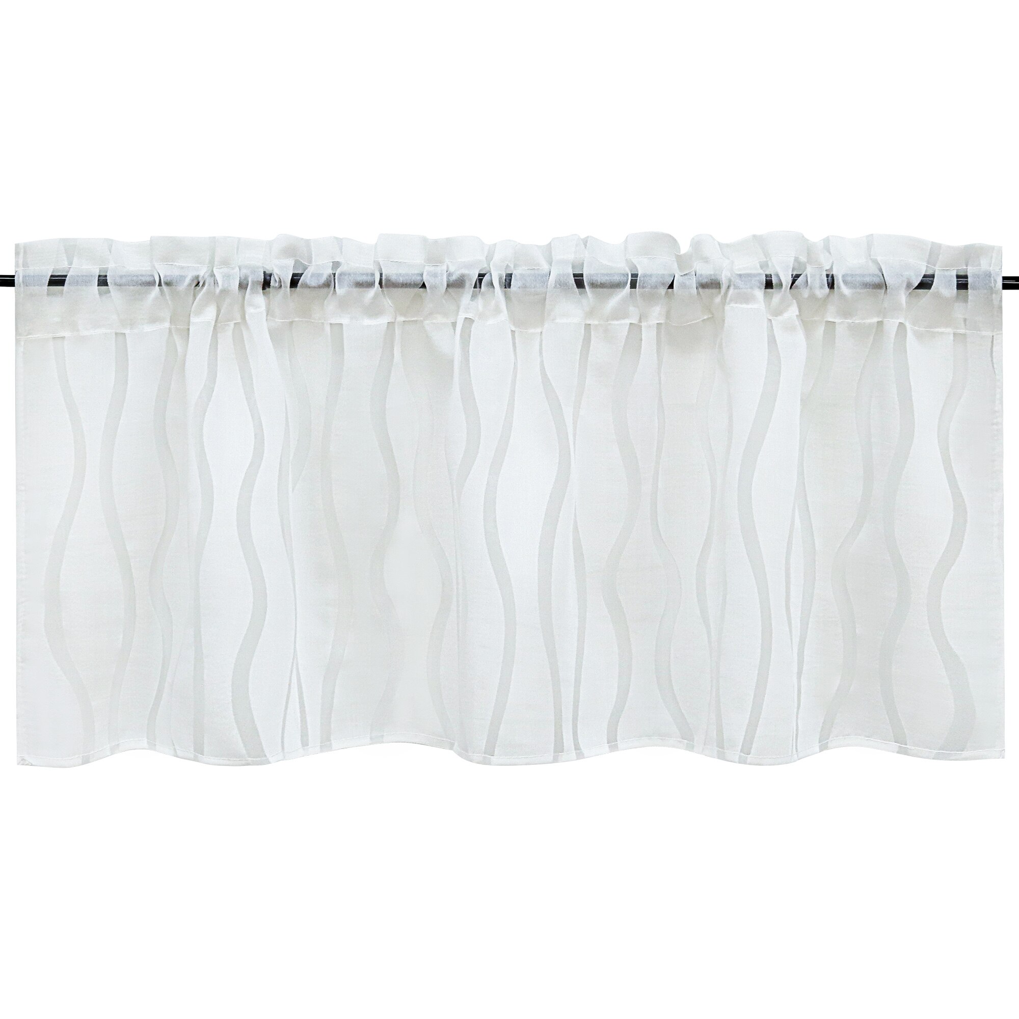 1PCS Half Curtain Stripe Printed Voile Window Tiers for Living Room Kitchen Short Tulle Modern Coffee Curtain: H60cm x W145cm