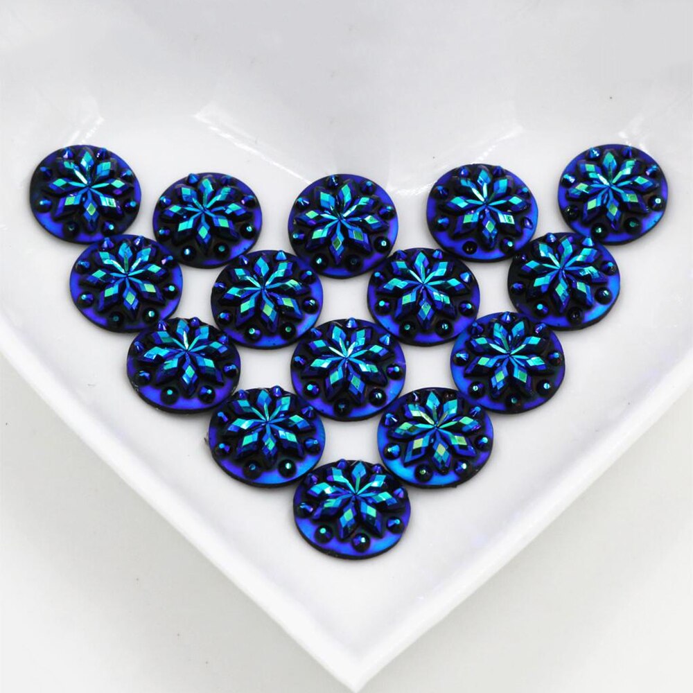 Nowa moda 40 sztuk 12mm Mix niebieski kolory kwiat styl z płaskim z powrotem Cabochons żywiczne Cameo: H1-38