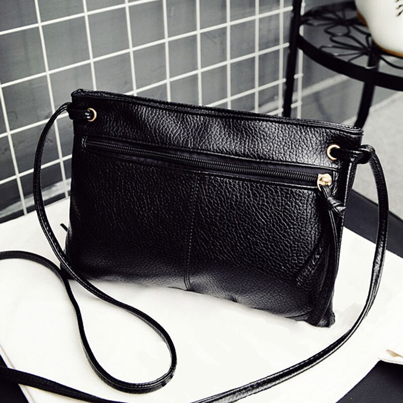 Kvinder messenger taske koreansk sommer pu læder ensfarvet lynlås dame piger clutch skuldertasker populære kvinder tasker