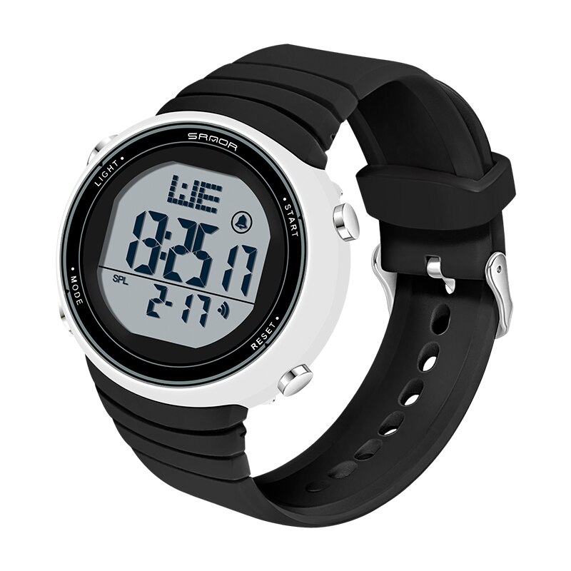 Women Digital LED Sports Watch Multifunctional Waterproof Ladies Pink Wrist-Watch Fit Girl Watches: Black white