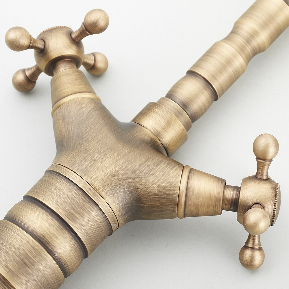 Antiek Messing Afwerking Badkamer Kranen Wastafelkranen Dual Handvat Koud Wastafel Kraan Toilet Kraan