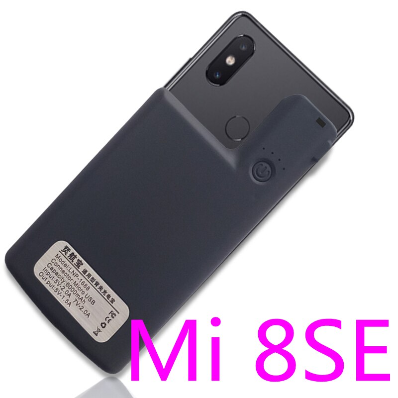 Funda de cargador de batería externa para Xiaomi Mi 8 8 SE, carcasa portátil, powerbank Capa: Mi 8se-Black