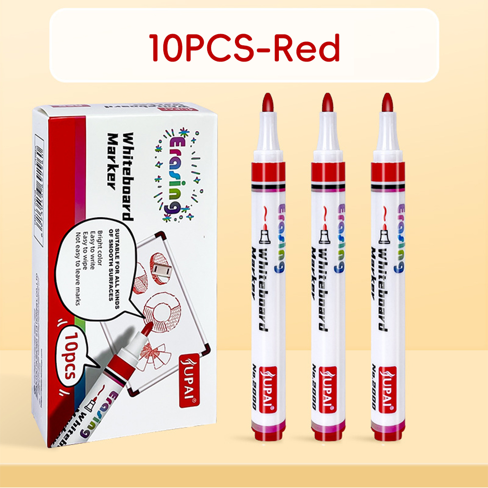 Vibronova Whiteboard Marker 10 Stuks - Uitwisbare Whiteboard Stift Magnetisch, Zwarte Uitwisbare Stift voor Whiteboards Prikbord Flipchart (11,5 X 1 cm