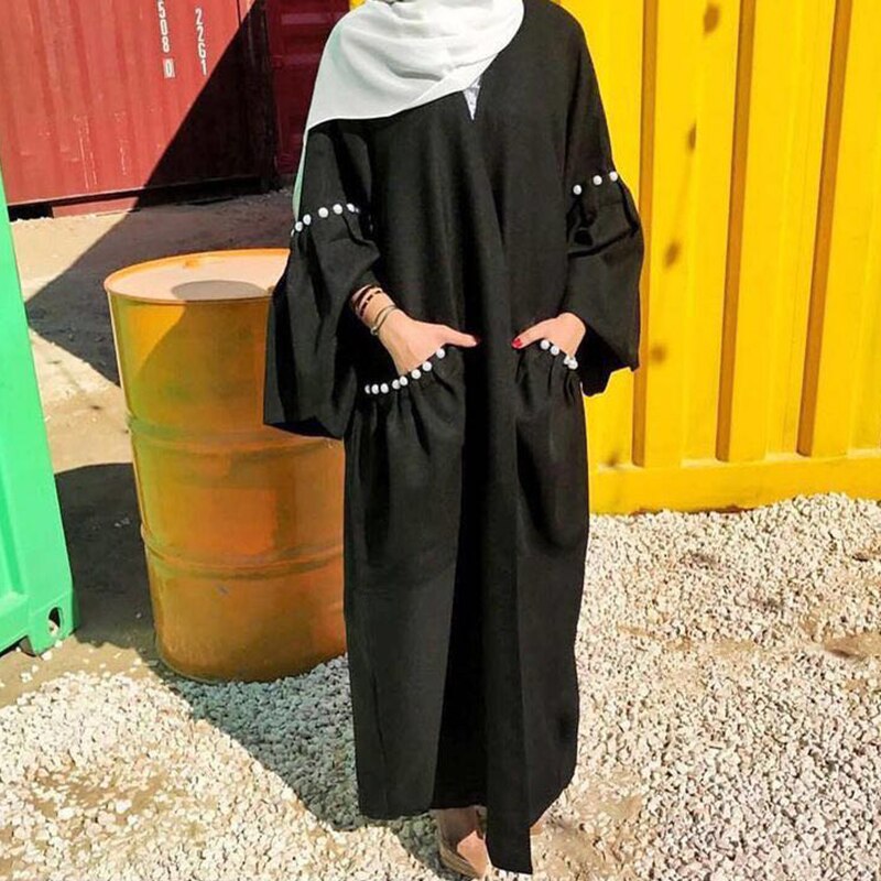 Modest Muslim Woman's Long sleeve Slip Abaya - Brown main image 1